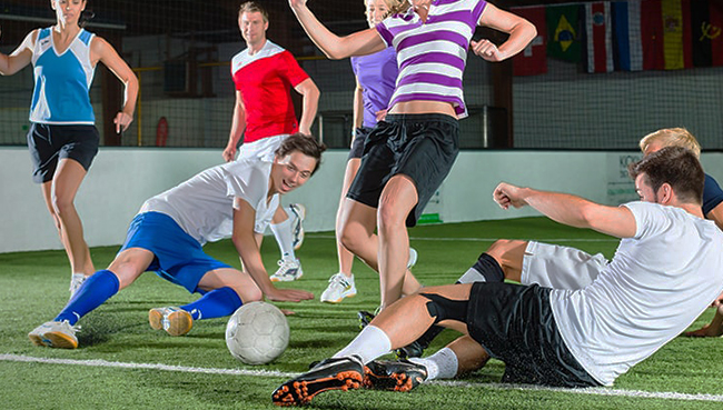 Intense scramble near the goal